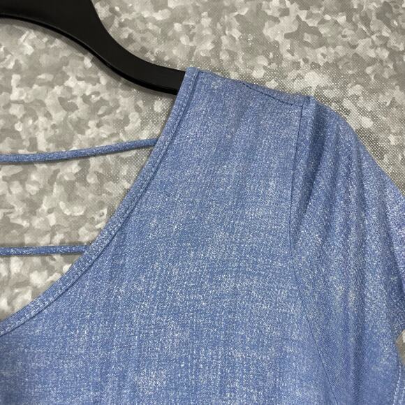 Lazy Sunday Heather Blue Oversized Strappy Back Top - Size Small - Short Sleeves - Picture 2 of 7